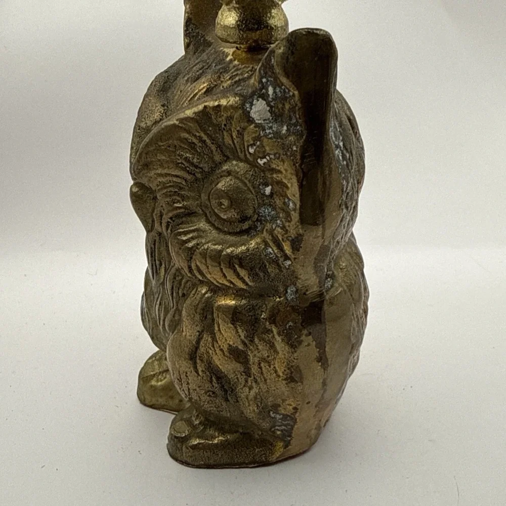 Vintage Brass Owl Service Bell Figural Concierge Hotel General Store Counter